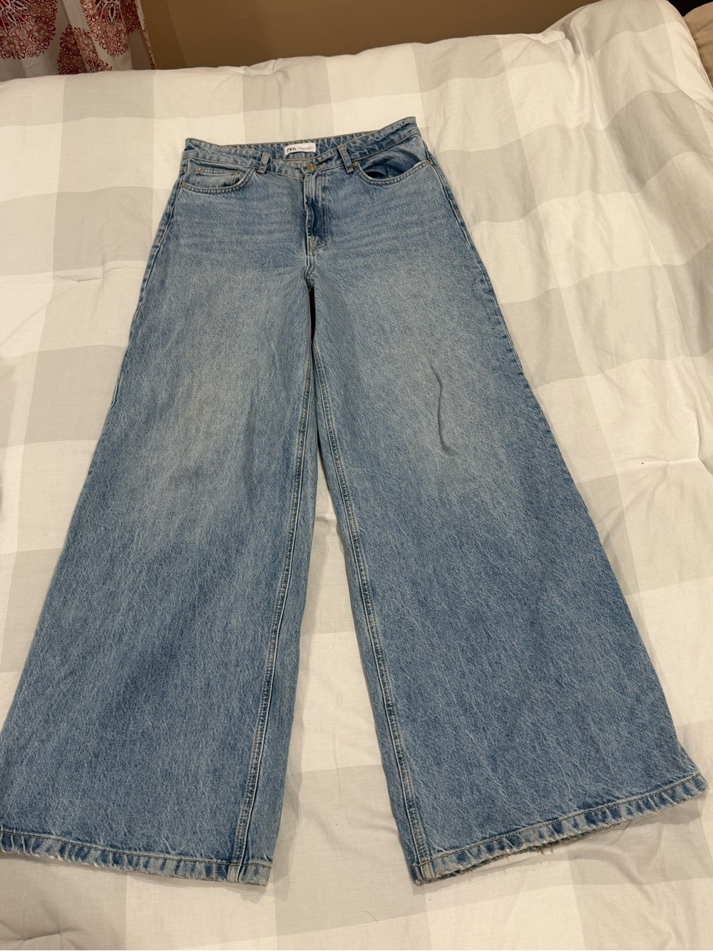 Zara Light Blue Wide Leg High-Rise Jeans